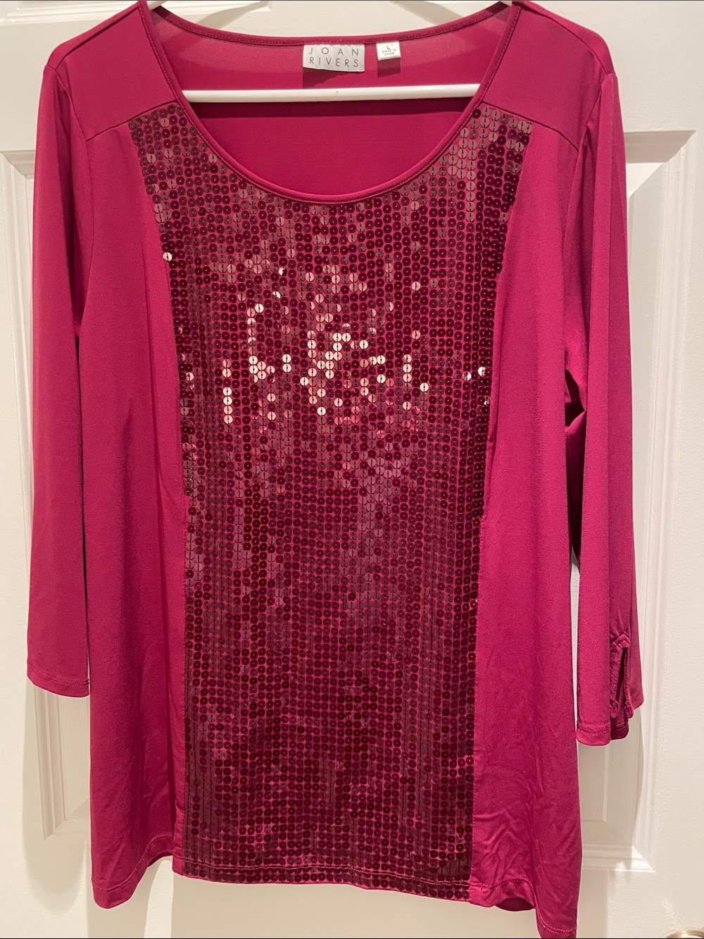 Joan Rivers sequined top burgundy size Large
